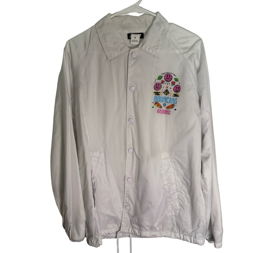 A-Lab “Bouncing Around” Coach Jacket | White Nylon | Size S